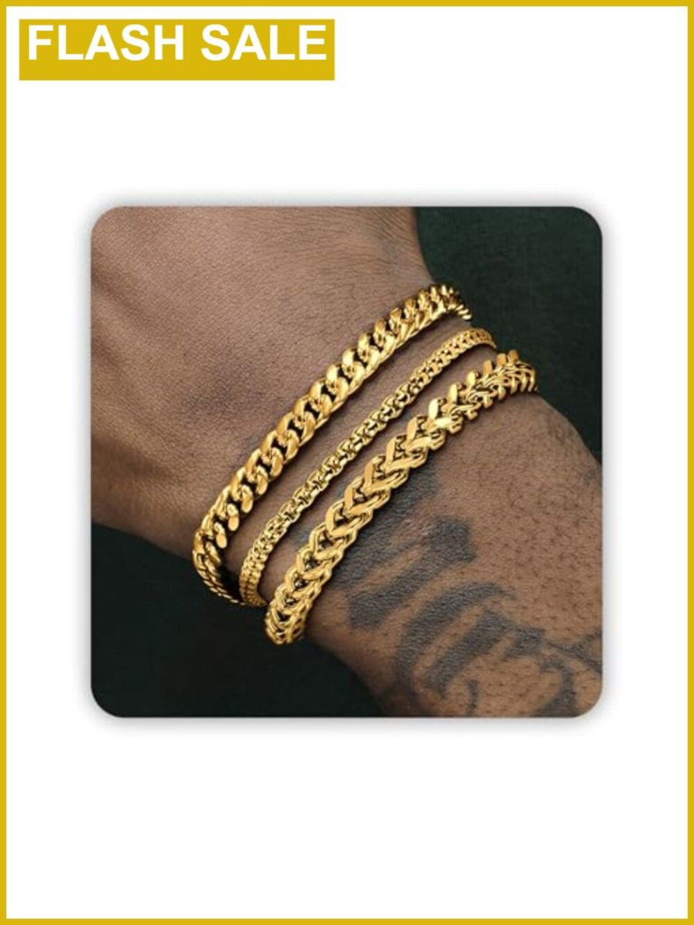 Mens Stainless Steel Cuban Link Bracelet Set Waterproof Adjustable Gift